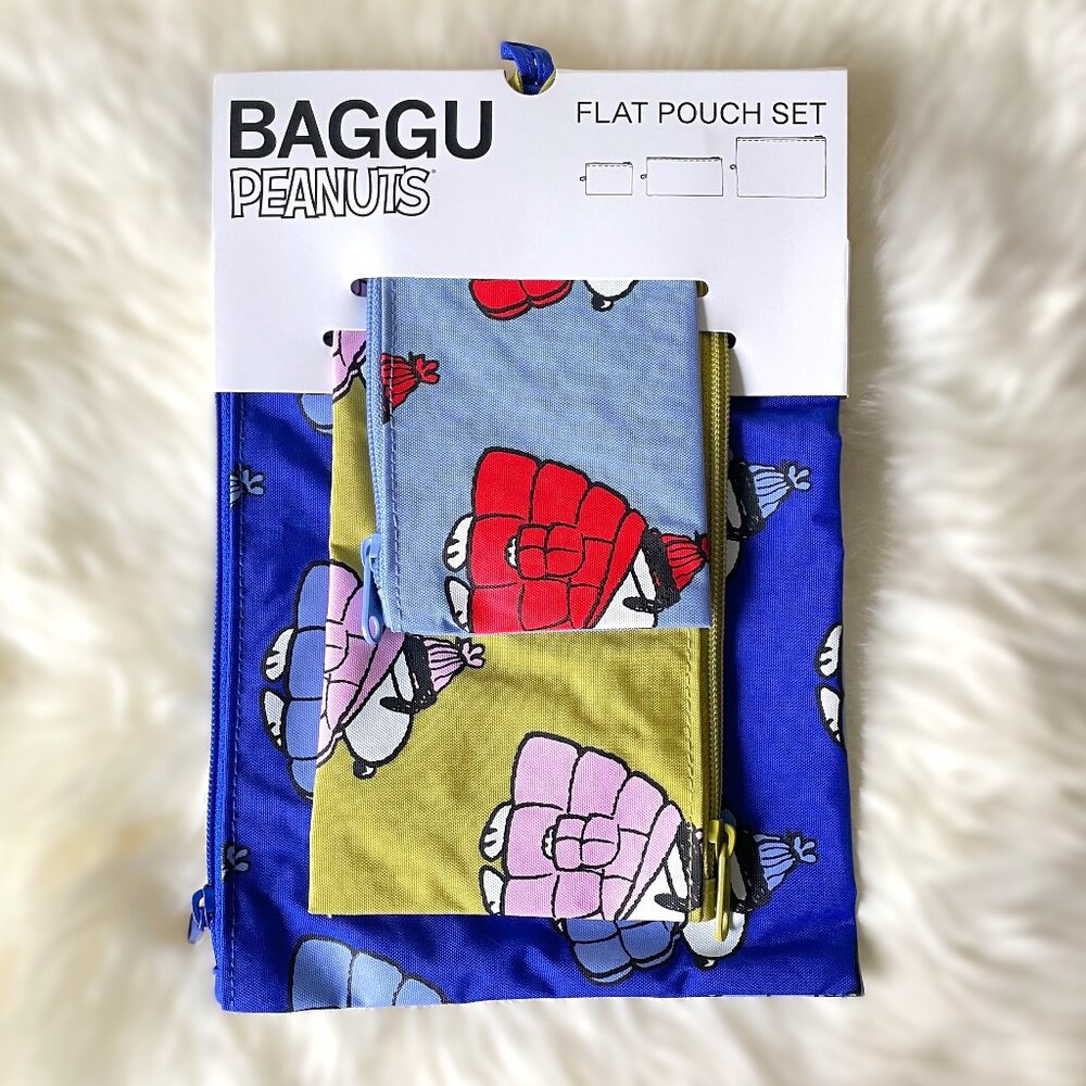 Peanuts x Baggu Flat Pouch Set - Puffer Snoopy
